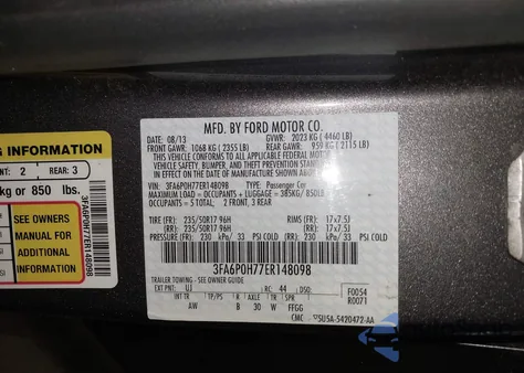 2014 Ford Fusion Se z USA, uszkodzony, nr VIN 3FA6P0H77ER148098